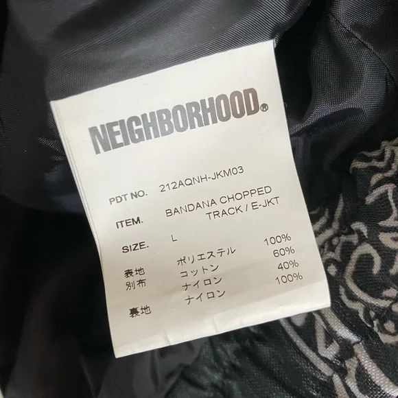 Neighborhood Jacket Bandana Oversized Japan Designer Chopped Track Black Mens - Picture 15 of 15